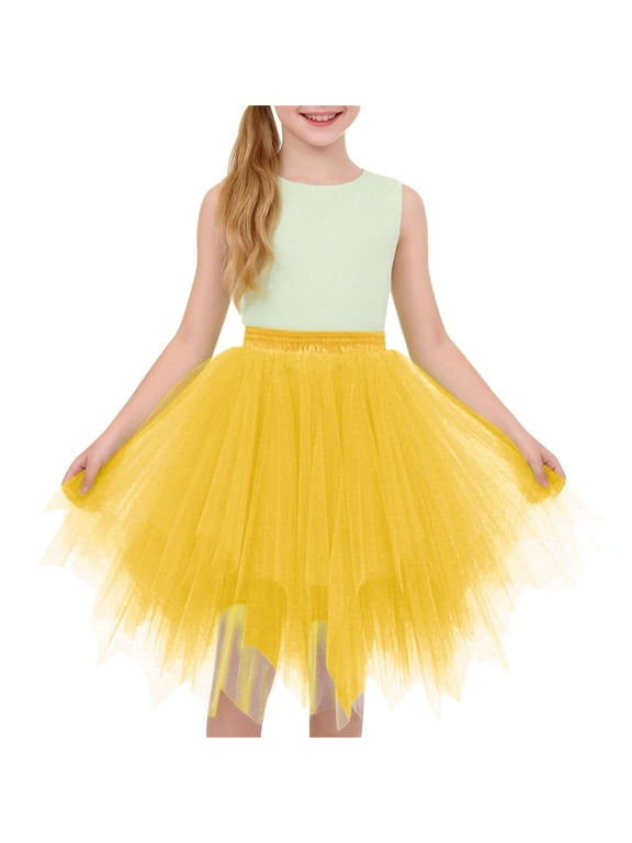 Girls Tu1u Skirt Summer Casual Mesh Plain Fluff1 A Line Princess Ballet Dance Tulle Petticoat Tween Cute Trendy Skort
