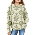 thumbnail image 1 of Mercatoo Girls Waffl Texture Hoodi Long Sleeve Geometric Print, Casual Comfy School Pullover Sweatshirt for Daily Wear, 1 of 7