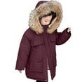 thumbnail image 1 of Mercatoo Girls Winter Coat Insulated Long Quilted Puffer Jacket Teen Windproof Warm Hooded Parka 𝐒now Coats with Fuzzy Trim, 1 of 5