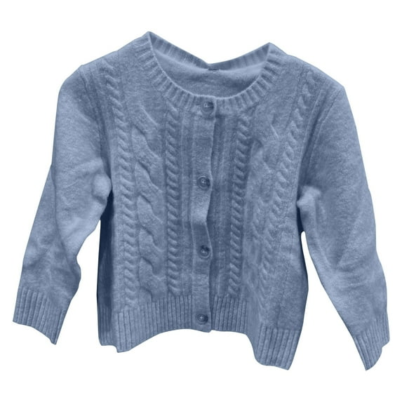 Mercatoo Girls and Toddler Long Sleeve Cardigan Crew Neck Cable Knit Button Up Sweater for Teen Kids Knitted Sweaters Top Clothes