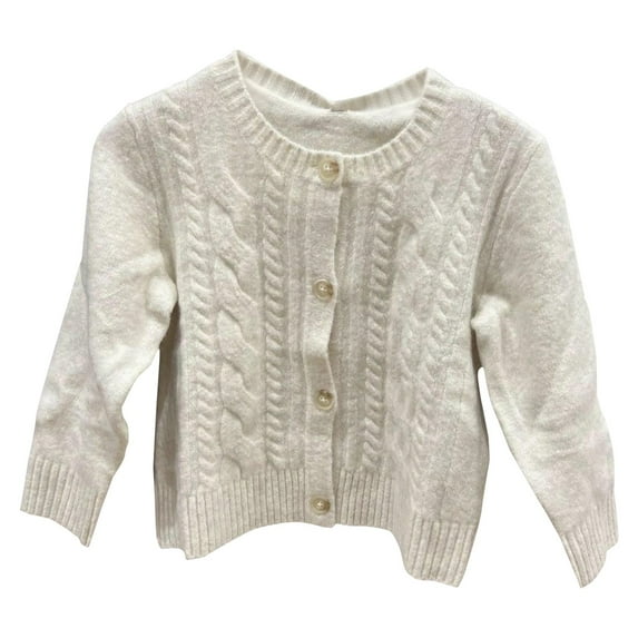 Mercatoo Girls and Toddler Long Sleeve Cardigan Crew Neck Cable Knit Button Up Sweater for Teen Kids Knitted Sweaters Top Clothes