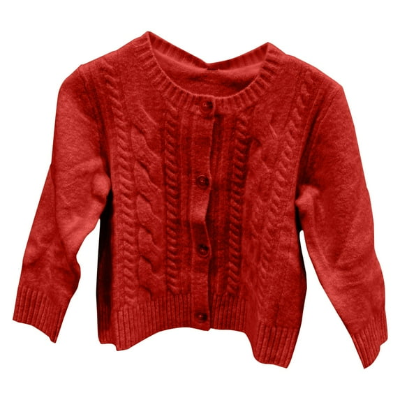 Mercatoo Girls and Toddler Long Sleeve Cardigan Crew Neck Cable Knit Button Up Sweater for Teen Kids Knitted Sweaters Top Clothes