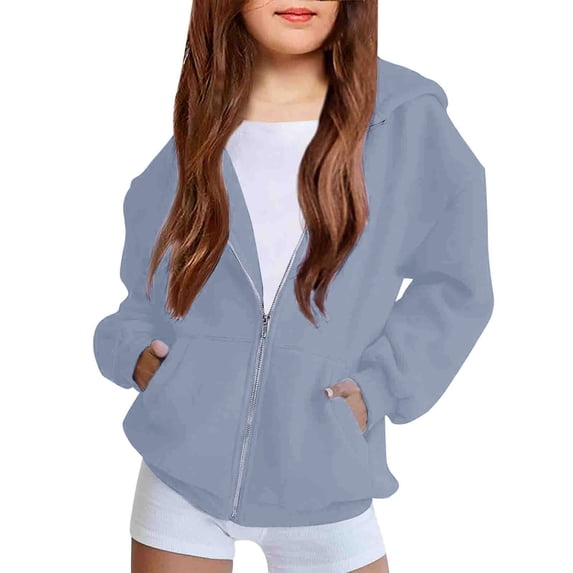 Mercatoo Girls and Toddlers' Fleece Zip-Up Hoodie Sweatshirt Long Sleeve Oversized 𝐇ooded Winter Outerwear Sherp𝐚 Lined Jacket