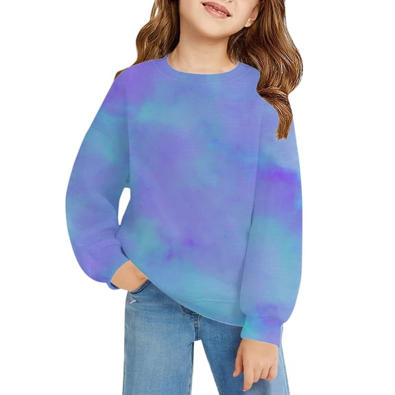 Mercatoo Girls and Toddlers Sweatshirts Fashion Tie Dye Print Pullover Tops Crewneck Loose Fit Long Sleeve Fall Winter Cute Clothes