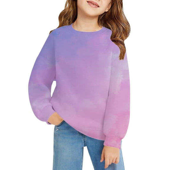 Mercatoo Girls and Toddlers Sweatshirts Fashion Tie Dye Print Pullover Tops Crewneck Loose Fit Long Sleeve Fall Winter Cute Clothes