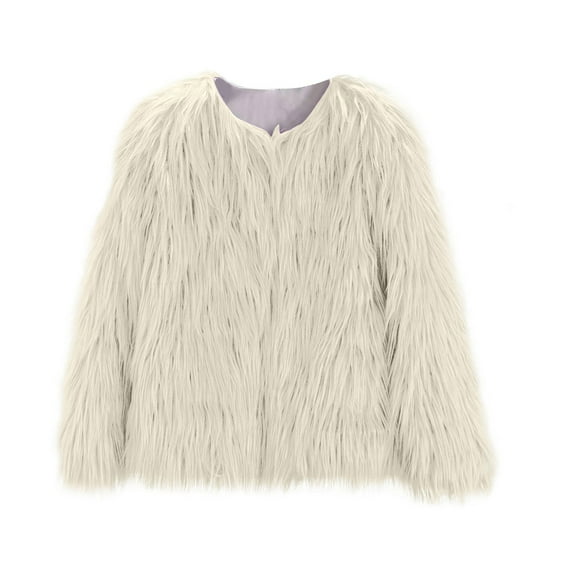 Mercatoo Girls 𝐅aux 𝗙𝘂𝗿 Coat Long Sleeve Furry Cardigan Thick Warm Shaggy Jacket Winter Snowday Coat Kids 𝗙𝘂𝗿 Cardigan Outerwear