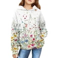 thumbnail image 1 of Mercatoo Girls 𝐅loral Butterfly Graphic Hoodies Fall Winter Oversized 𝐇ooded Sweatshirts Long Sleeve Pullover Hoodie Pocket, 1 of 7