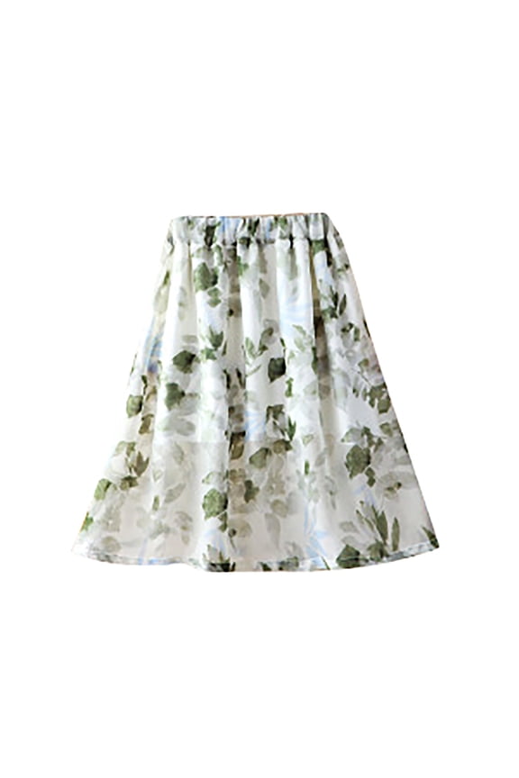 Girls 𝐅loral Print Ballet Dance Chiffon Wrap Skirt Elastic Waist Pull-On Maxi B𝐨ho Loose 𝙷awaiian Casual Skirt