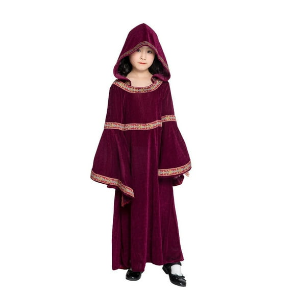 Mercatoo Halloween Children's Clothing Retro Court Children's Clothing Witch Little Red Riding Halloween Outfits for Baby Girls