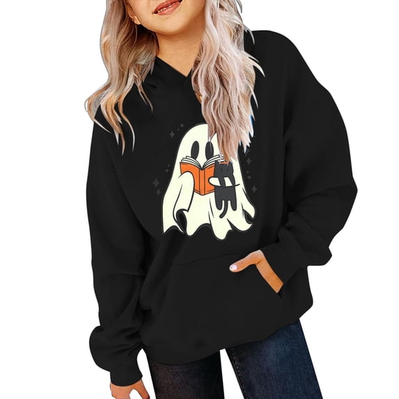 Mercatoo Halloween Ghos?? Hoodies Oversized Sweatshirts for Boys Girls Long Sleeve Cotton Pullover Shirts Fall Winter Clothes