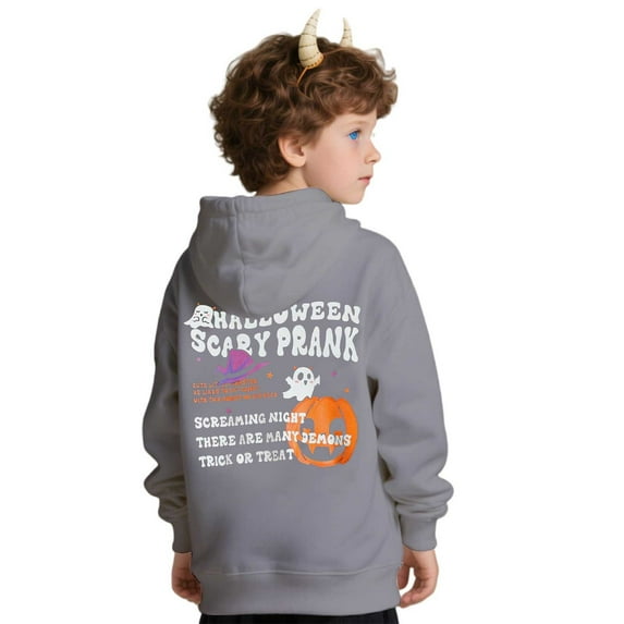 Mercatoo Halloween Hoodies for Teen Girls 3D Printed 𝐒pooky Season Sweatshirt Letter Print Cute Casual Trendy Pullover Clothes