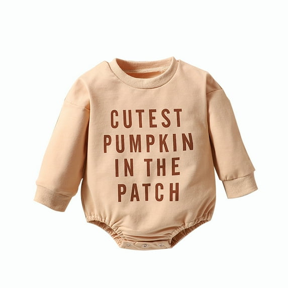 Mercatoo Halloween Letter Print Comfortable And Fashionable Long Sleeve Round Neck Baby Romper 5th Birthday
