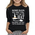 thumbnail image 1 of Mercatoo Halloween Shirts for Girls Teens Cute Witch Hat Graphic Tee 3/4 Sleeve Crewneck Tshirt Kids Fall P𝐚rty Tops Halloween Clothes, 1 of 4