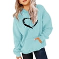 thumbnail image 1 of Mercatoo Heart Print Hoodie for Girls Cute 1reppy Hooded Sweatshirt Winter Oversized Long Sleeve Pullover Tops, 1 of 6