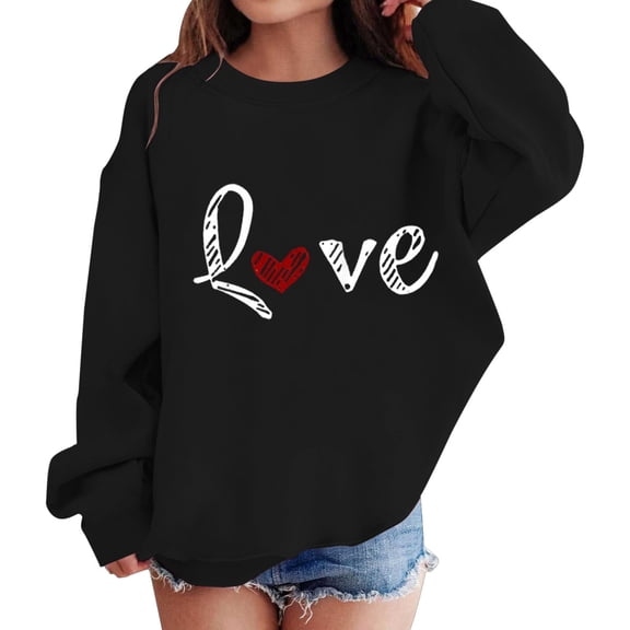 Mercatoo Heart Sweatshirts for Teen Girls Cute Trendy Oversized Hoodies Long Sleeve Crewneck Fall Winter Pullover Sweater