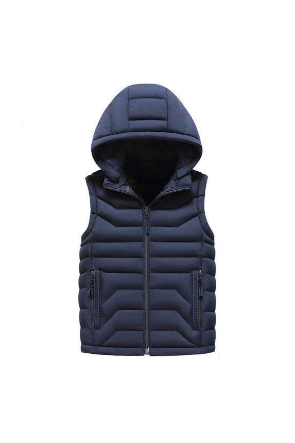 Hooded Puffer Vest for Boys Girls Sleeveless Padded Jacket Winter Full Zip Quilted Down Gilet Insulated Outerwear Waistcoat