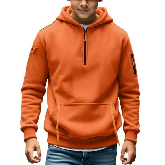 Mercatoo Hoodies for Teen Boys Quarter Zip Pullover 𝐕intage Long Sleeve Outdoor Athletic Sweatshirt Kids Fall Sports Hoodie
