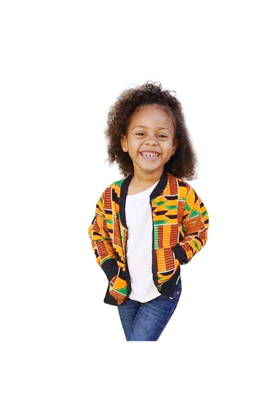 Iš§fant Girls Boys African Dashiki Jacket Coat Toddlers Ethnic Style Cute Non-Positioned Print Long Sleeve Cardigan
