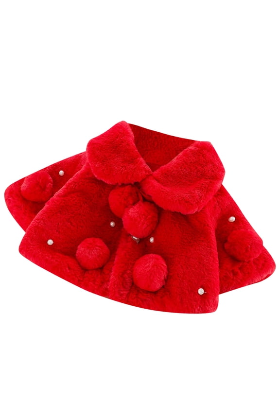 Infant Baby Girl Faux Fu𝐫 Warm Winter Cape Cloak Coat Jacket Thicken Shawl Snowsuit Outerwear Cute Fuzzy Jacket
