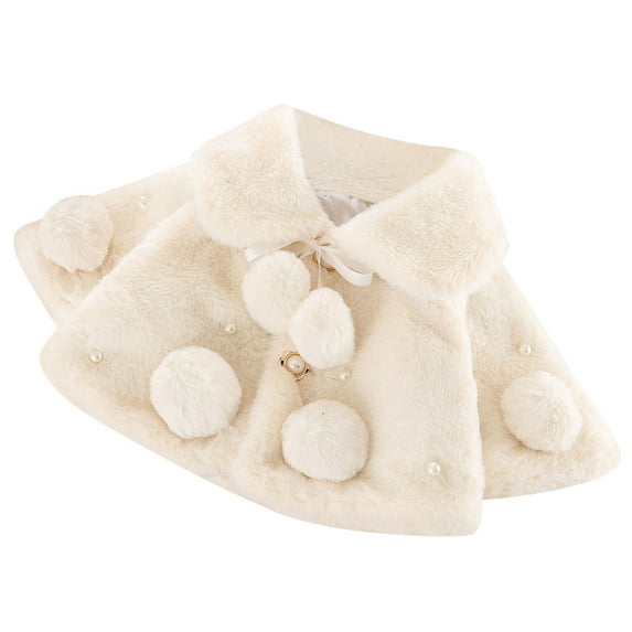 Mercatoo Infant Baby Girl Faux Fu𝐫 Warm Winter Cape Cloak Coat Jacket Thicken Shawl Snowsuit Outerwear Cute Fuzzy Jacket