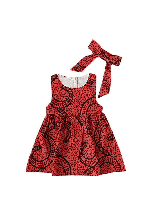 Infant Girls African Dress Toddler Traditional Dashiki Style Princess Skirts with Bow Headband Baby Girl Ankara Dress