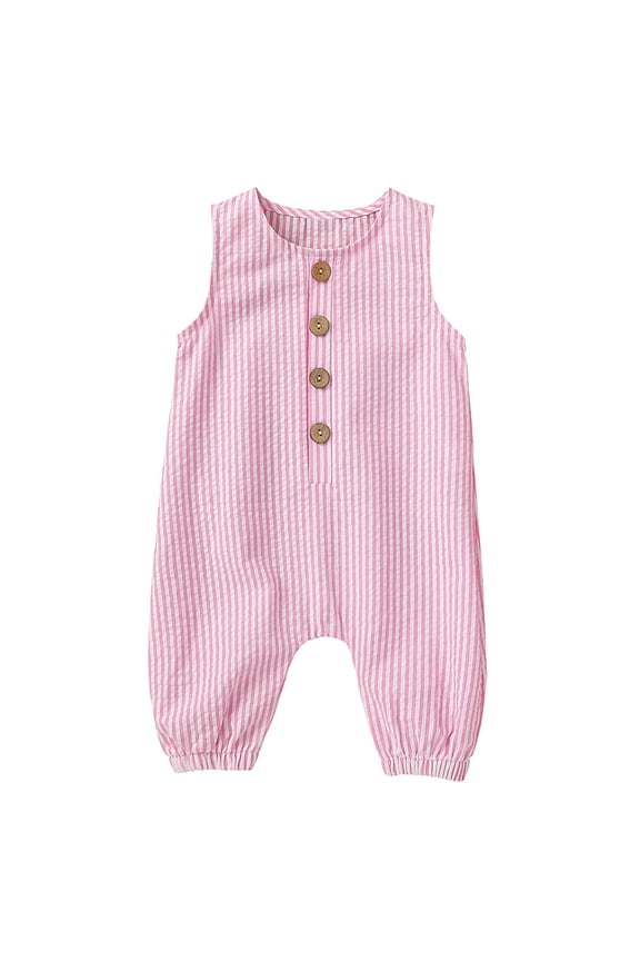 Infant Newborn Baby Boys Girls Overall Jumpsuit Sleeveless Romper Cotton Striped Romper Spring Summer Clothes Outfits