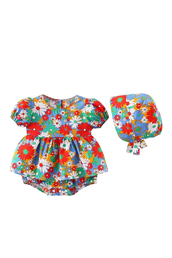 Juniors Clothes for Teen Girls Puff Boys Iš§fant Sleeve Romper Fruit Floral Cap T shirts for Kids Cute Outfits for Girls