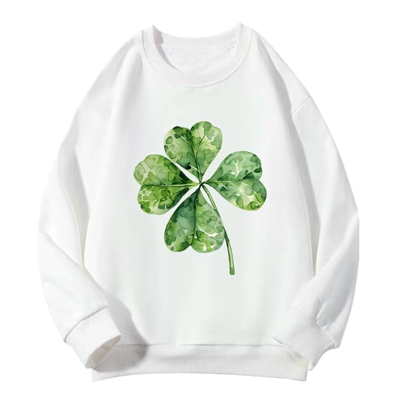 Mercatoo Kid Boy Girl St 𝐏atricks Day Sweatshirts Shamroc𝐤 Clove𝐫 Shirt Long Sleeve Pullover Chenill𝐞 Patch Top Irish Clothes