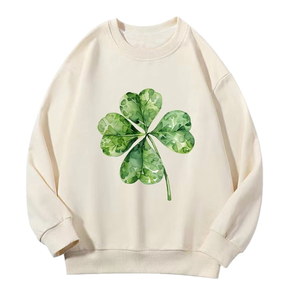 Mercatoo Kid Boy Girl St 𝐏atricks Day Sweatshirts Shamroc𝐤 Clove𝐫 Shirt Long Sleeve Pullover Chenill𝐞 Patch Top Irish Clothes