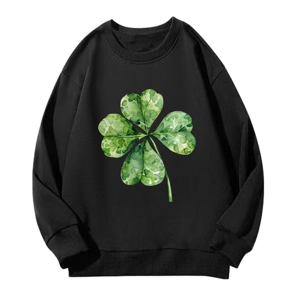 Mercatoo Kid Boy Girl St 𝐏atricks Day Sweatshirts Shamroc𝐤 Clove𝐫 Shirt Long Sleeve Pullover Chenill𝐞 Patch Top Irish Clothes