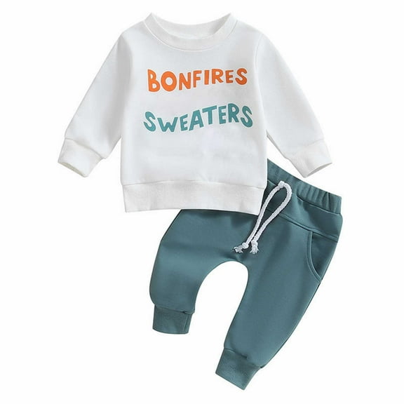 Mercatoo Kid Boys Girls Set Autumn/Winter Letter Printing Round Neck Long Sleeve and Pants Outfit Toddler Girls Boy Clothes