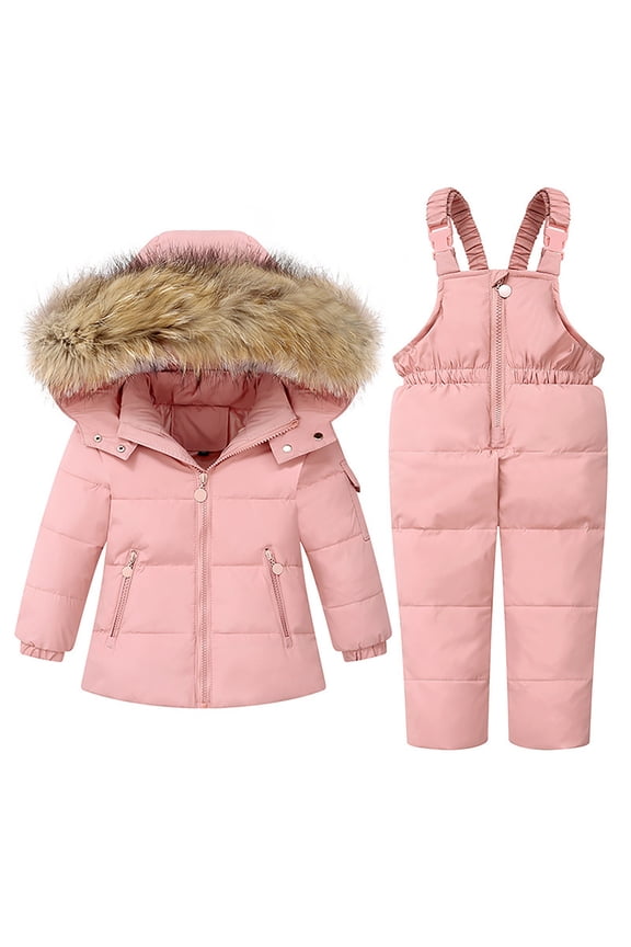 Kids 2-Piece Snowsuit Toddler Winter Wear Down Jacket Ski Jacket & 𝐒now Bib Pants Baby Boys Girls Ski Suit