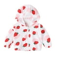 thumbnail image 1 of Mercatoo Kids Baby Toddler Girls Strawberry Print Spring Fall Outerwear Windbreaker Zipper Hooded Jackets Coat Rain Jacket, 1 of 6