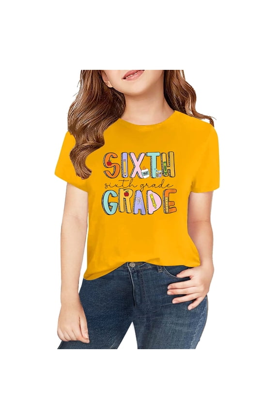 Kids Back to School Graphic Tees Girls Boys Short Sleeve Cotton Tops Boys First Day of School T-Shirts Tween Trendy Tops