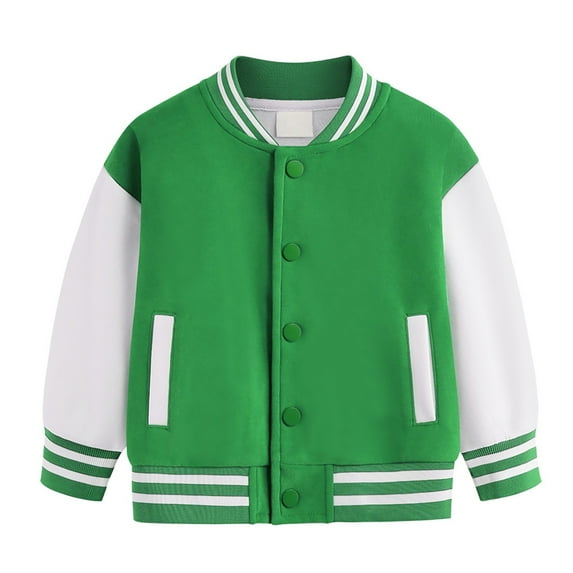 Mercatoo Kids Baseball Jackets Girls Boys 𝐂olor Block Casual Lightweight Sports Coat School Button Cardigan with Pocket
