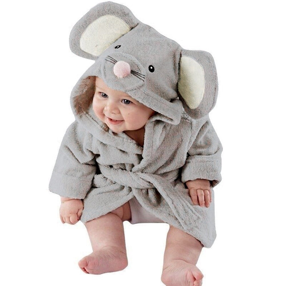 Mercatoo Kids Bathrobe Unisex Baby Plush Animal Robe Hooded Towel Toddler Boys Girls Spa Bath Robe,Baby Beach Towel
