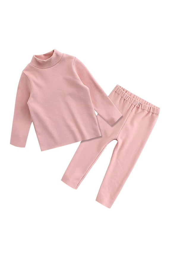 Kids’ Boy Girl Cotton Thermal 𝐔nderwear Set Winter Top & Long 𝐉ohns Turtleneck Base Layer Shirt & Pants Toddler Baby