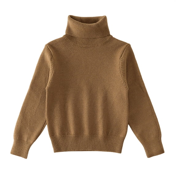 Mercatoo Kids Boy Girl Ribbed Turtleneck Sweater, Drop Shoulder Long Sleeve Pullover, Comfy Warm Layer for Cold Weather and Lounge Days
