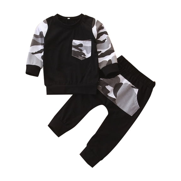 Mercatoo Kids Boys Camouflage Suit 2 Piece Crewneck Sweatshirts Casual Sweatpants Fall Winter Print Tr𝐚cksuits for Toddler