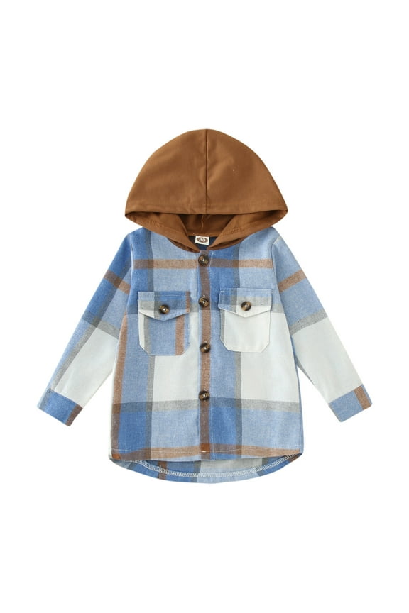Kids Boys Flannel Jacket Long Sleeve Tartan Clothes Plaid 𝐘2K Western 𝐇ooded Shirts Buffalo Coats for Boys