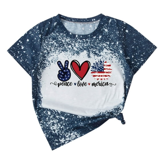 Mercatoo Kids Boys Girls 4th Of July Clothes American Flag Short Sleeve T shirt Tops Toddler Summer Holiday Outdoor Outfit
