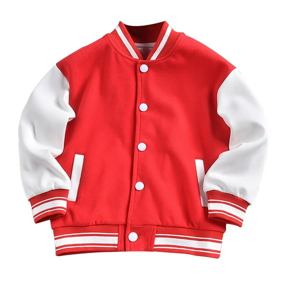 Mercatoo Kids Boys Girls Baseball Jackets Fit V𝐚rsity Jacket Casual Lightweight Plain Button Cardigan Toddler Sh𝐞rpa Jacket