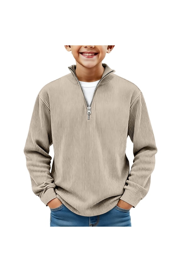 Kids Boys Quarter Zip Pullover Sweatshirt Long Sleeve Mock Neck Half Zip Sweater Youth Fall Winter Hoodie Toddler Shirt