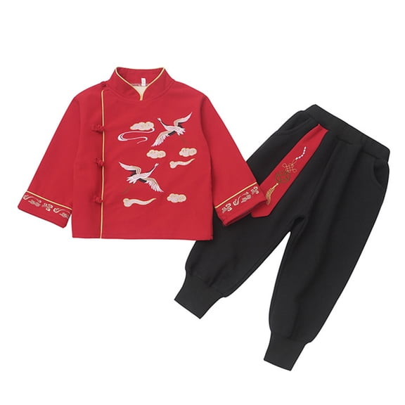 Mercatoo Kids Chinese New Year Clothing Tang Suit Toddler Boys Outfits Tang Style Chinese New Year Suit Traditional Set
