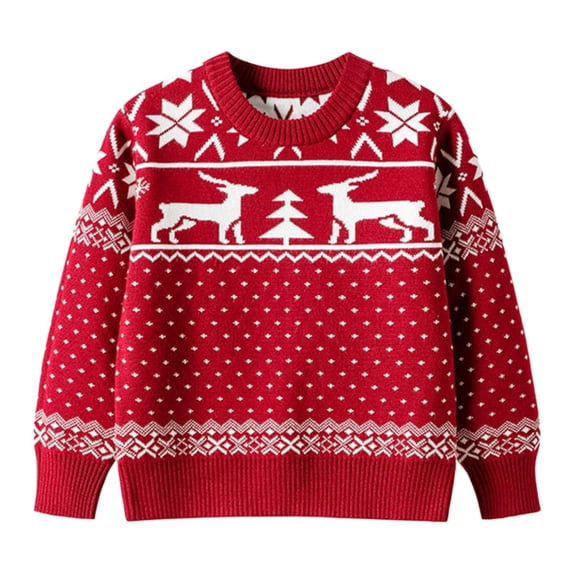 Mercatoo Kids Christmas Sweater Ugl1 Crewneck Knit Pullover Sweaters for Girls Winter Long Sleeve Cotton Graphic Fall Clothes