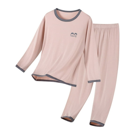 Mercatoo Kids Cotton Soft Pajamas Sets 2pcs Boys Girls Long Sleeve Tops Pants Pj Crew Neck Shirt Loungewear Sleepwear Outfits