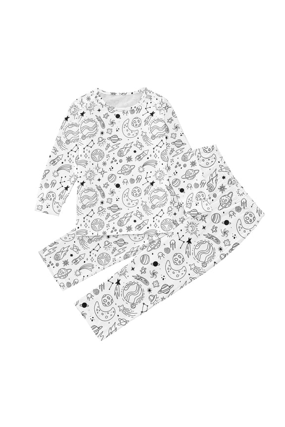 Kids DIY Hand Painted Colorable Outfits Boys Girls Cute Graphic Coloring T-Shirts and Pants 2 Piece Sets Clothing