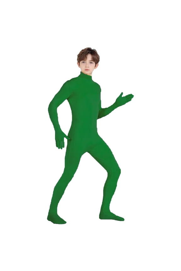 Kids Full Body Unitard 𝗢ne-Piece Long Sleeve Footed Jumpsuit Turtleneck Stretchy Leotard Gymnastics Catsuit