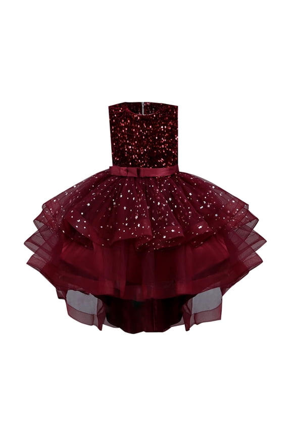 Kids Girl Sleeveless Dress Summer Round Neck A Line Flowy Princess Dress Piano Concert Wedding Party Dress