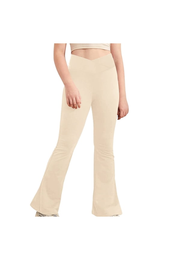 Kids Girl's Flare Leggings Soft Stretchy High Waisted Yoga Pants Workout Dance Casual Bell Bottoms for Teen Girls
